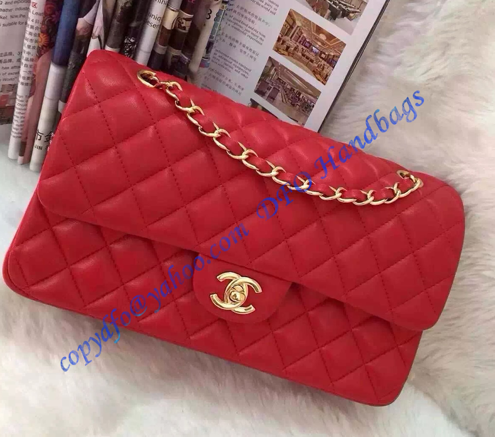 Chanel Small Classic Flap Bag in Red Lambskin with golden hardware – LuxTime DFO Handbags