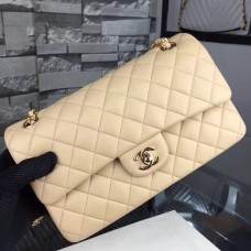 Chanel Small Classic Flap Bag in Tan Lambskin with golden hardware