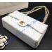 Chanel Small Classic Flap Bag in White Lambskin with golden hardware