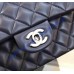 Chanel Small Classic Flap Bag in Dark Blue Lambskin with silver hardware