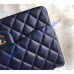 Chanel Jumbo Classic Flap Bag in Dark Blue Lambskin with golden hardware