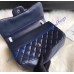 Chanel Jumbo Classic Flap Bag in Dark Blue Lambskin with silver hardware