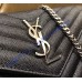 Monogram Saint Laurent Chain Wallet in Black Grain de Poudre Textured Matelasse Leather with Silver-metal Toned Hardware