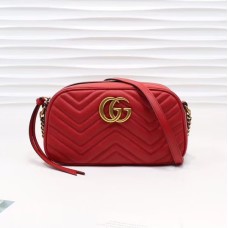 Gucci GG Marmont small matelasse shoulder bag GU447632A-red