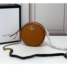 Gucci GG Marmont Mini Round Shoulder Bag GU550154-brown-black