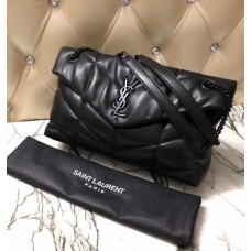 Saint Laurent LOULOU PUFFER Medium bag in quilted lambskin YSL577475C-black