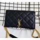Saint Laurent BECKY chain wallet in quilted lambskin YSL585031-black