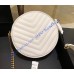 Saint Laurent VINYLE round camera bag in chevron-quilted grain de poudre embossed leather YSL610436-white