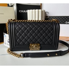 Chanel Boy Medium Quilted Flap Bag in Calfskin C67086AB-black