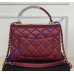Chanel Flap Bag with Top Handle C92236A-wine-red