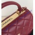 Chanel Flap Bag with Top Handle C92236A-wine-red