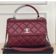 Chanel Flap Bag with Top Handle C92236B-wine-red