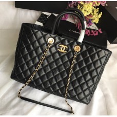 Chanel Quilted Large Shopping Tote C93525-black