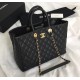 Chanel Quilted Large Shopping Tote C93525B-black