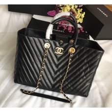 Chanel Chevron Large Shopping Tote C93525V-black