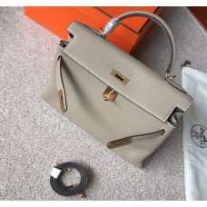 Hermes Kelly 28cm in Togo Leather Golden Hardware H5528G-gris-tourterelle