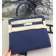 Hermes Kelly 28cm in Togo Leather Palladium Hardware H5528W-Bleu-Abysse