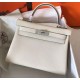 Hermes Kelly 28cm in Togo Leather Palladium Hardware H5528W-Craie