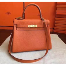 Hermes Kelly 32cm in Togo Leather Golden Hardware H5532G-orange