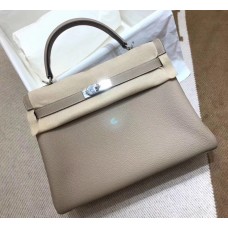 Hermes Kelly 32cm in Togo Leather Palladium Hardware H5532W-gris-tourterelle