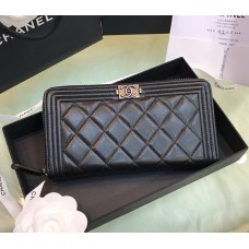 Chanel Boy Long Zipper Wallet in Lambskin CW80288-B-black