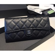 Chanel Long Zipper Wallet in Caviar Leather CW80758-BB-black