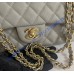 Chanel Small Classic Flap Bag in Gray Caviar Leather with golden hardware
