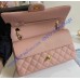 Chanel Small Classic Flap Bag in Pink Caviar Leather with golden hardware