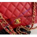 Chanel Small Classic Flap Bag in Red Caviar Leather with golden hardware