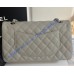 Chanel Small Classic Flap Bag in Gray Caviar Leather with silver hardware