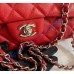 Chanel Small Classic Flap Bag in Red Caviar Leather with silver hardware