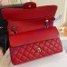 Chanel Small Classic Flap Bag in Red Caviar Leather with silver hardware