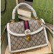 Gucci Ophidia GG Small Top Handle Bag GU651055CA-brown-cream