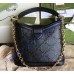 Gucci Small Debossed GG Leather Shoulder Handbag GU675788-black
