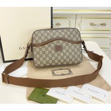 Gucci GG Supreme Messenger Bag With Interlocking G GU675891C-brown
