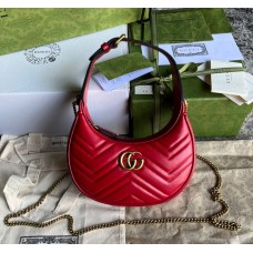 Gucci GG Marmont Half-Moon-Shaped Mini Bag GU699514-red