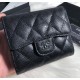 Chanel Quilted Tri-Fold Wallet in Caviar Leather CW82288-BB-black