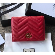 Gucci GG Marmont Card Case Wallet GU-W466492-red