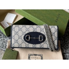 Gucci Horsebit 1955 wallet with chain GU621892CA-blue