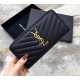 Saint Laurent Cassandre Matelasse Zip Around Wallet In Grain De Poudre Embossed Leather YW358094-A-black