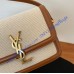 Saint Laurent Solferino Small Satchel In Linen And Box Leather YSL634306C-white-brown