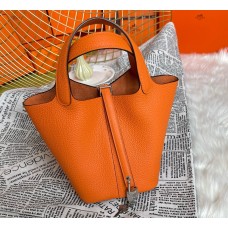 Hermes Picotin Lock 18 Palladium Hardware H2218W-orange