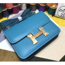 Hermes Lindy Constance 24cm H4423G-Bleu-Jean