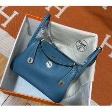 Hermes Lindy 26cm H6626W-Bleu-Jean