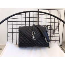 Saint Laurent Envelope Medium In Matelasse Lambskin YSL600185B-black