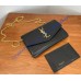 Saint Laurent UPTOWN chain wallet in grain de poudre embossed leather YSL607788-black