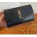 Saint Laurent UPTOWN chain wallet in grain de poudre embossed leather YSL607788-black