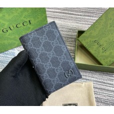Gucci leather interior GG long card case GUW768249-black-grey