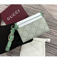 Gucci GG Emblem card case with strap GUW819121-green
