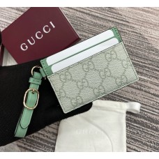 Gucci GG Emblem card case with strap GUW819121-green